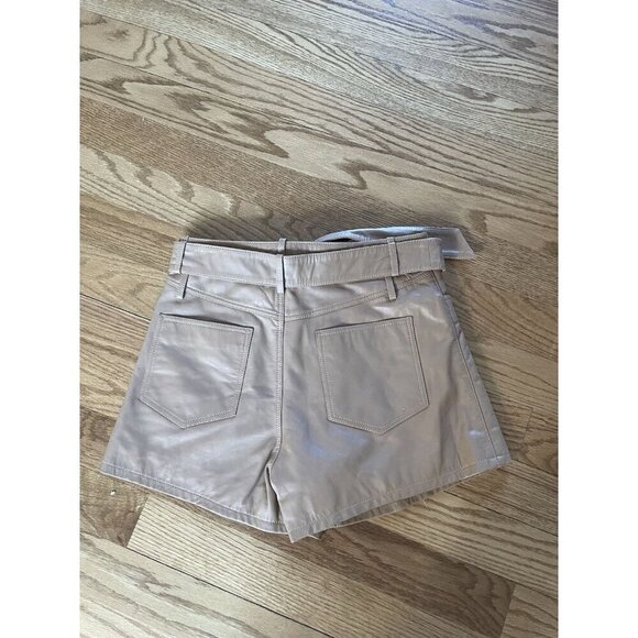 NWT Marissa Webb Banks Paperbag Leather Boyfriend Shorts Fawn Sz 4 $ $425 - Picture 11 of 15